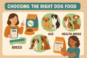 Discover how to choose the right dog food based on breed, age, and specific health needs. Learn tips for balanced nutrition and reading ingredient labels.