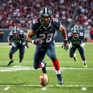 Dallas Cowboys players on the field during a game.