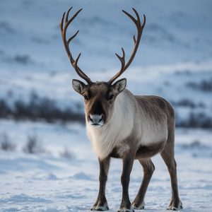 reindeer standing in the snow